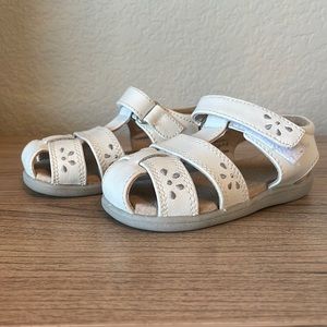 SEE KAI RUN: White Leather Closed Toe Sandals